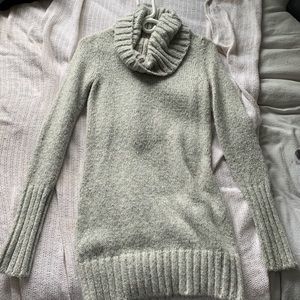 Grey turtleneck tunic sweater.